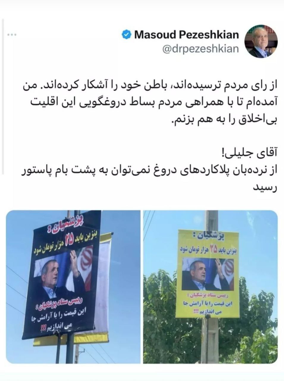 پزشکیان: از نردبان پلاکارد‌های دروغ به پشت بام پاستور نمی‌رسید!/ عکس
