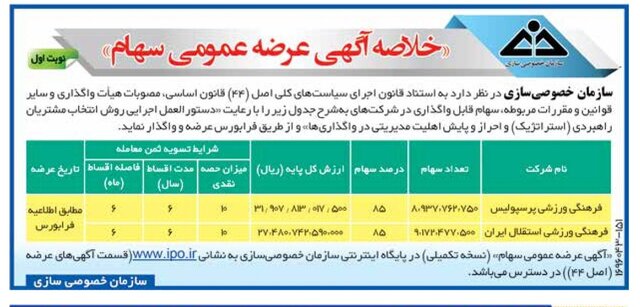 آگهی مزایده پرسپولیس و استقلال منتشر شد/ عکس