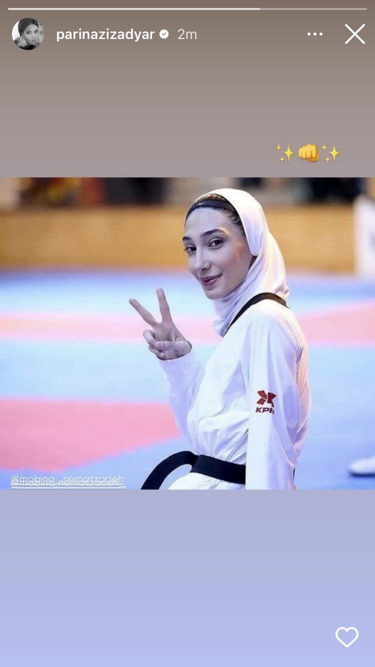 خوشحالی پریناز ایزدیار از پیروزی مبینا در المپیک / عکس