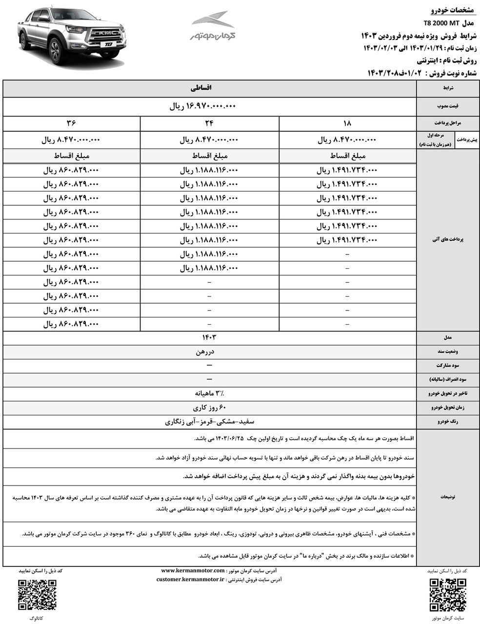 آغاز فروش اقساطی 2 محصول کرمان موتور