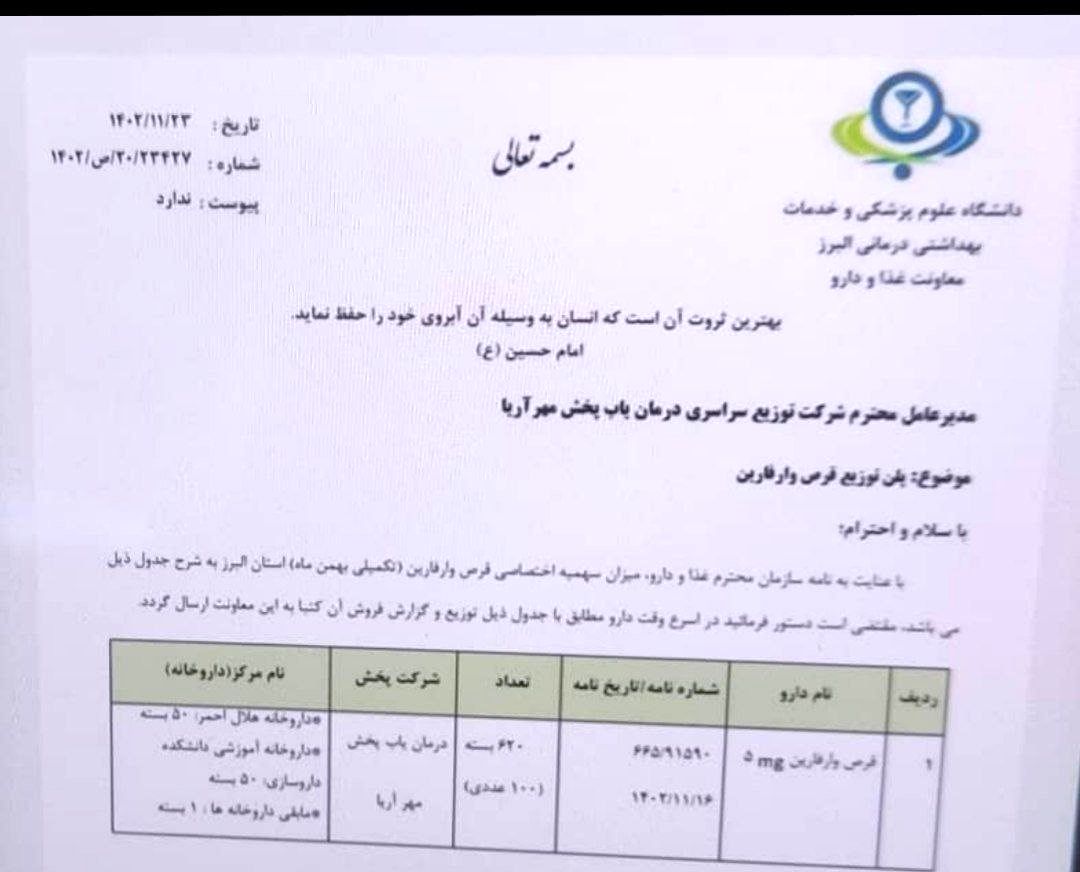ماجرای کمبود داروی وارفارین؛ سازمان غذاودارو مقصر است؟!