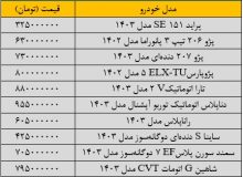 ترمز قیمت خودرو کشیده شد/ آخرین قیمت پژو، شاهین، ساینا، تارا و دنا