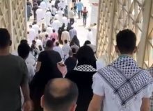 حضور گسترده مردم قطر در مراسم خاکسپاری شهید هنیه/ ویدئو