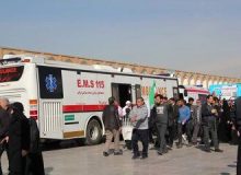 خدمات‌رسانی ۹ اتوبوس آمبولانس به زوار اربعین در مرز شلمچه
