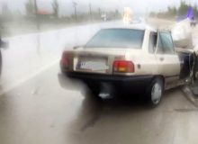 تصادف شاخ به شاخ پراید با کامیون در محور جاده قدیم تبریز بستان آباد