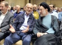 حضور سیدمحمد خاتمی، اسحاق جهانگیری و مسعود پزشکیان در مراسم ختم دکتر میلی منفرد در مسجد نور/ ویدئو