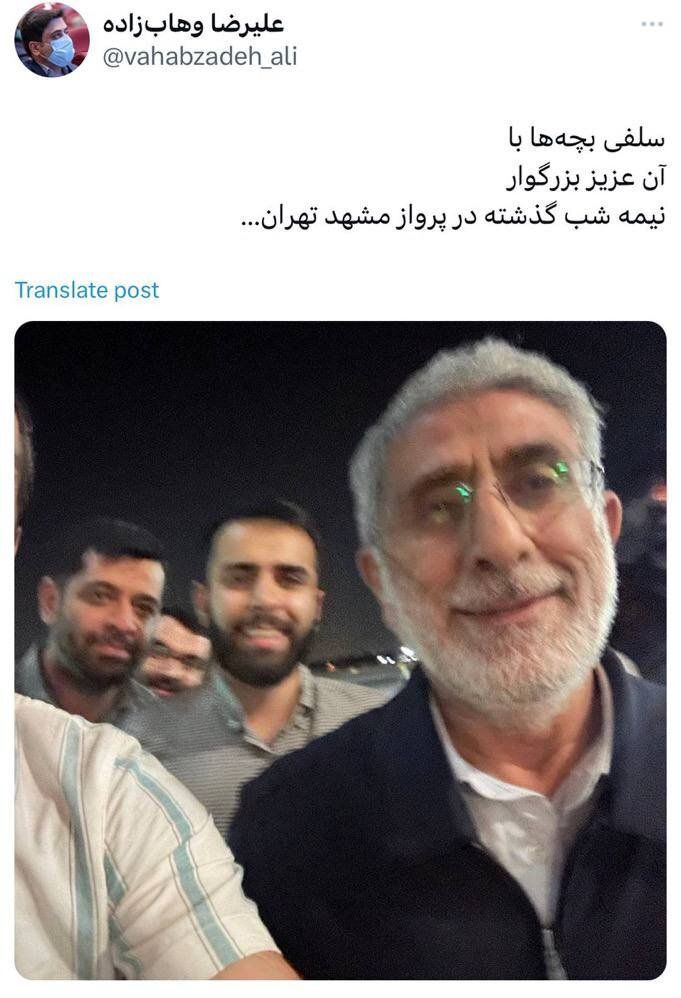 عکسی متفاوت از سردار قاآنی در پرواز مشهد – تهران