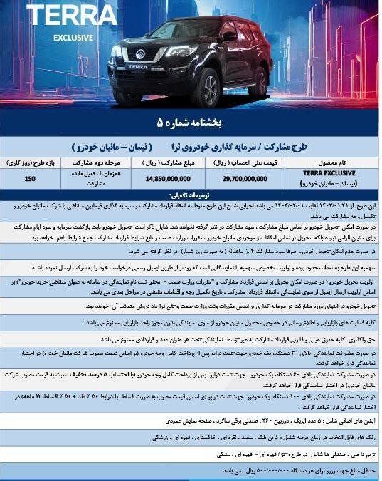 شترگاوپلنگ به بازار خودروی ایران رسید؛ نیسان ترا ۲.۹ میلیارد تومان
