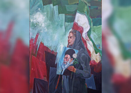 نقاشی جدید علی بحرینی برای وداع با رهبر شهید؛ «راه روشن» رونمایی شد