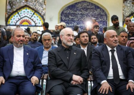 حضور قالیباف در مراسم چهلمین روز تدفین آقای شهید ایران در کربلا