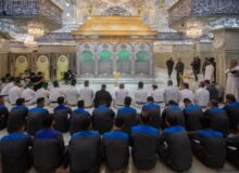 غبار روبی حرم امام حسین (ع) در آستانه ولادت پیامبر (ص)