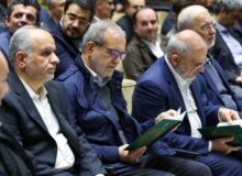 حضور پزشکیان در مراسم یادبود مرحوم احمد ناطق نوری